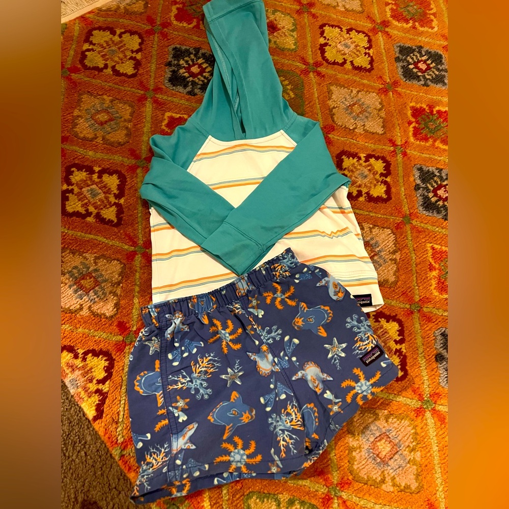 Patagonia Bundle 6-12 months sun shirt and swim shorts